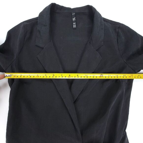 ZARA Faded Effect Wrap Front Blazer Romper Mini Dress Playsuit XS Black Minimal - Picture 3 of 8